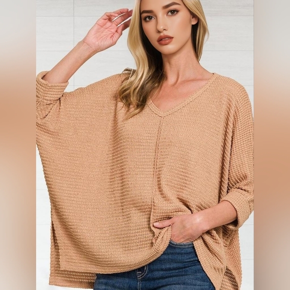 42 Pops Sweaters - NWT Farmhouse Poncho-Style Textured  Womens Top